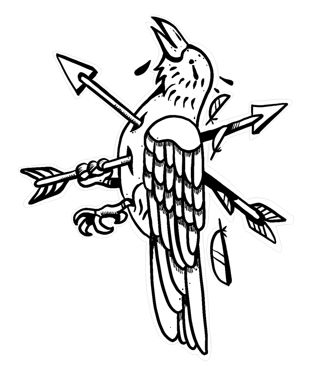 Fisti bird graphic — tattoo-flash style